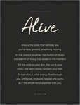 Alive Word of Intention Framed print 30x40 cm / 12x16″ Black frame Carbon paper
