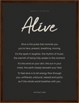 Alive Word of Intention Framed print 30x40 cm / 12x16″ Dark wood frame Carbon paper