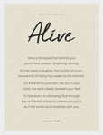 Alive Word of Intention Framed print 30x40 cm / 12x16″ White frame Linen paper