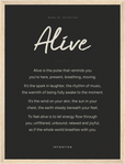 Alive Word of Intention Framed print 30x40 cm / 12x16″ Wood frame Carbon paper