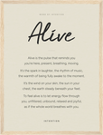 Alive Word of Intention Framed print 30x40 cm / 12x16″ Wood frame Linen paper