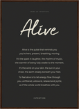 Alive Word of Intention Framed print 50x70 cm / 20x28″ Dark wood frame Carbon paper