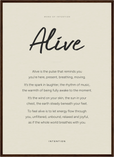 Alive Word of Intention Framed print 50x70 cm / 20x28″ Dark wood frame Linen paper