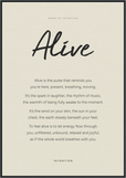Alive Word of Intention Framed print 70x100 cm / 28x40″ Black frame Linen paper