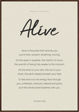 Alive Word of Intention Framed print 70x100 cm / 28x40″ Dark wood frame Linen paper