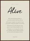 Alive Word of Intention Framed print A1 (59.4 x 84.1  cm) Dark wood frame Linen paper