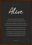 Alive Word of Intention Framed print A3 (29.7 x 42  cm) Dark wood frame Carbon paper