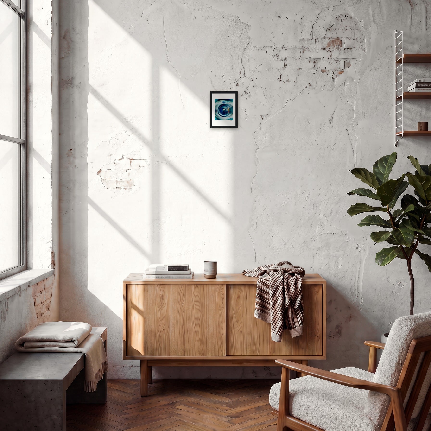 Around and Around Framed print 13x18 cm / 5x7″ Black frame in interior