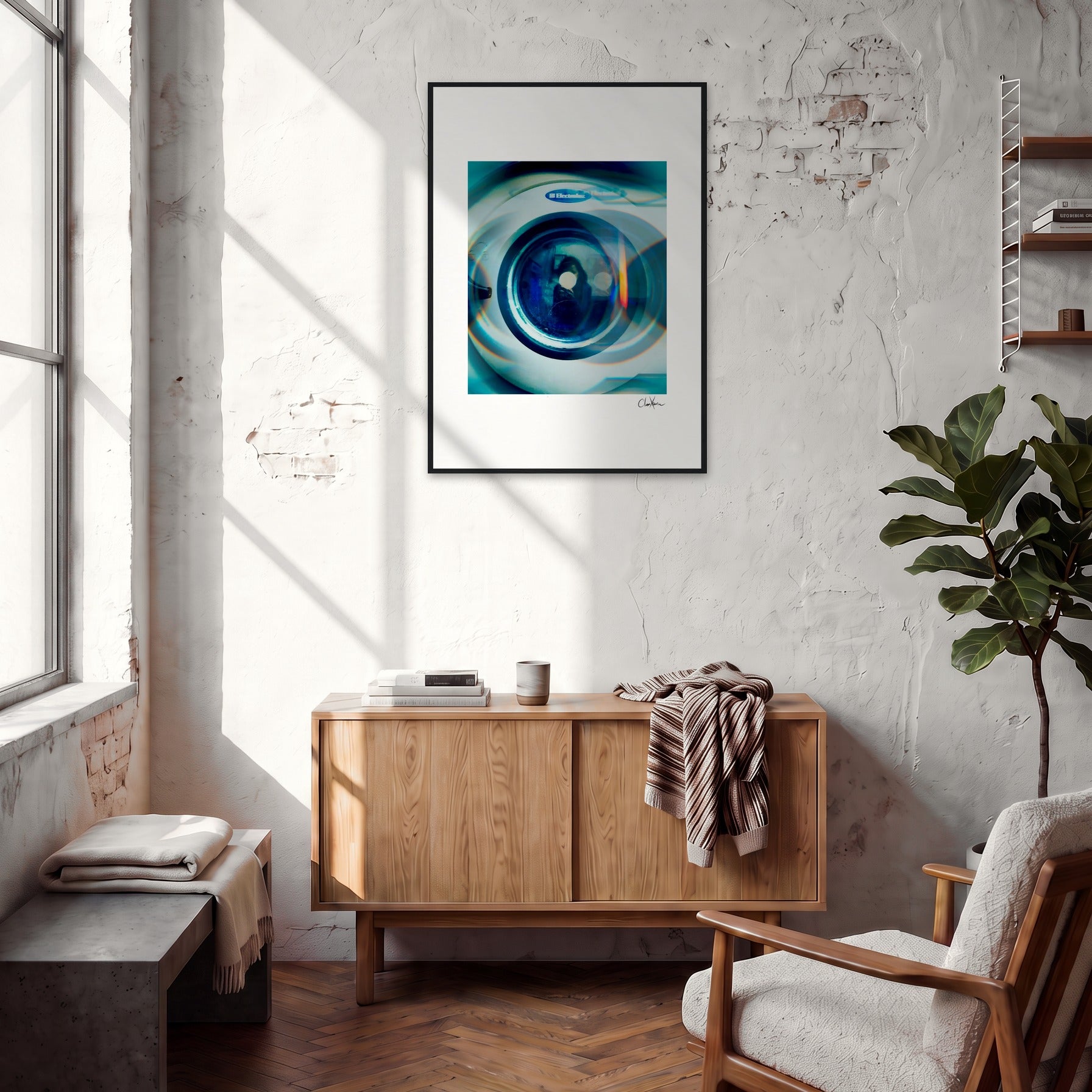 Around and Around Framed print A1 (59.4 x 84.1  cm) Black frame in interior