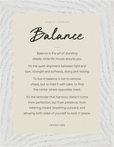 Balance Word of Intention Framed print 13x18 cm / 5x7″ White frame Linen paper