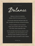 Balance Word of Intention Framed print 13x18 cm / 5x7″ Wood frame Carbon paper