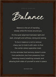 Balance Word of Intention Framed print 21x29.7 cm / 8x12" Dark wood frame Carbon paper
