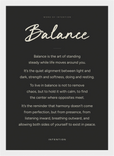 Balance Word of Intention Framed print 21x29.7 cm / 8x12" White frame Carbon paper