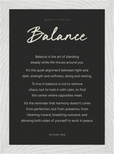 Balance Word of Intention Framed print 21x29.7 cm / 8x12" White frame Carbon paper