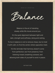 Balance Word of Intention Framed print 30x40 cm / 12x16″ Wood frame Carbon paper