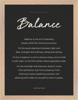 Balance Word of Intention Framed print 30x40 cm / 12x16″ Wood frame Carbon paper