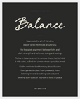 Balance Word of Intention Framed print 40x50 cm / 16x20″ White frame Carbon paper