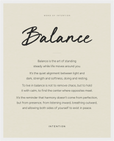 Balance Word of Intention Framed print 40x50 cm / 16x20″ White frame Linen paper