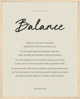 Balance Word of Intention Framed print 40x50 cm / 16x20″ Wood frame Linen paper