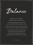 Balance Word of Intention Framed print 50x70 cm / 20x28″ Black frame Carbon paper