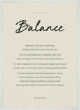 Balance Word of Intention Framed print 50x70 cm / 20x28″ White frame Linen paper