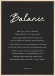 Balance Word of Intention Framed print 50x70 cm / 20x28″ Wood frame Carbon paper