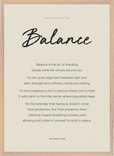 Balance Word of Intention Framed print 50x70 cm / 20x28″ Wood frame Linen paper