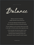 Balance Word of Intention Framed print 60x80 cm / 24x32″ Black frame Carbon paper