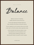 Balance Word of Intention Framed print 60x80 cm / 24x32″ Dark wood frame Linen paper
