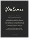 Balance Word of Intention Framed print 60x80 cm / 24x32″ White frame Carbon paper