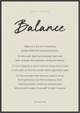 Balance Word of Intention Framed print 70x100 cm / 28x40″ Black frame Linen paper