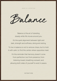 Balance Word of Intention Framed print 70x100 cm / 28x40″ Dark wood frame Linen paper