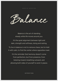 Balance Word of Intention Framed print 70x100 cm / 28x40″ White frame Carbon paper