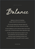 Balance Word of Intention Framed print A1 (59.4 x 84.1  cm) Black frame Carbon paper