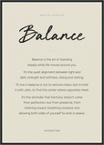 Balance Word of Intention Framed print A1 (59.4 x 84.1  cm) Black frame Linen paper
