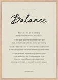 Balance Word of Intention Framed print A1 (59.4 x 84.1  cm) Wood frame Linen paper