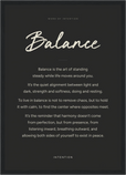 Balance Word of Intention Framed print A3 (29.7 x 42  cm) Black frame Carbon paper