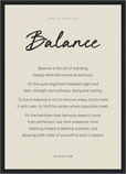 Balance Word of Intention Framed print A3 (29.7 x 42  cm) Black frame Linen paper