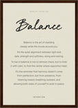 Balance Word of Intention Framed print A3 (29.7 x 42  cm) Dark wood frame Linen paper