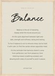Balance Word of Intention Framed print A3 (29.7 x 42  cm) Wood frame Linen paper