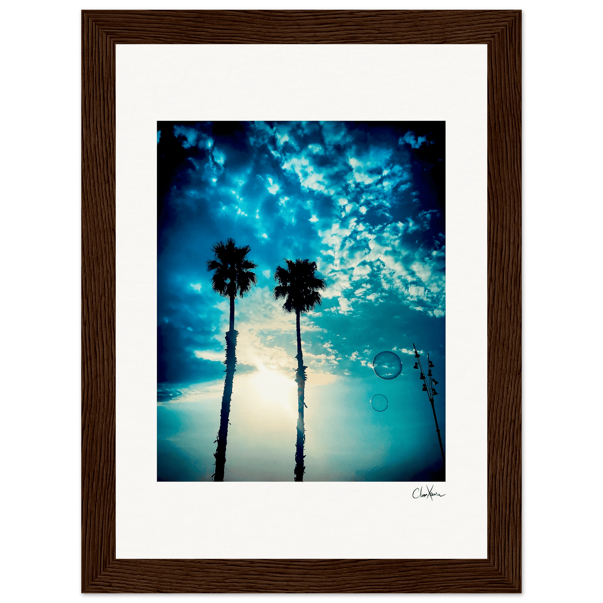 Bubbles and Sky Sticks Framed print 13x18 cm / 5x7″ Dark wood frame 45