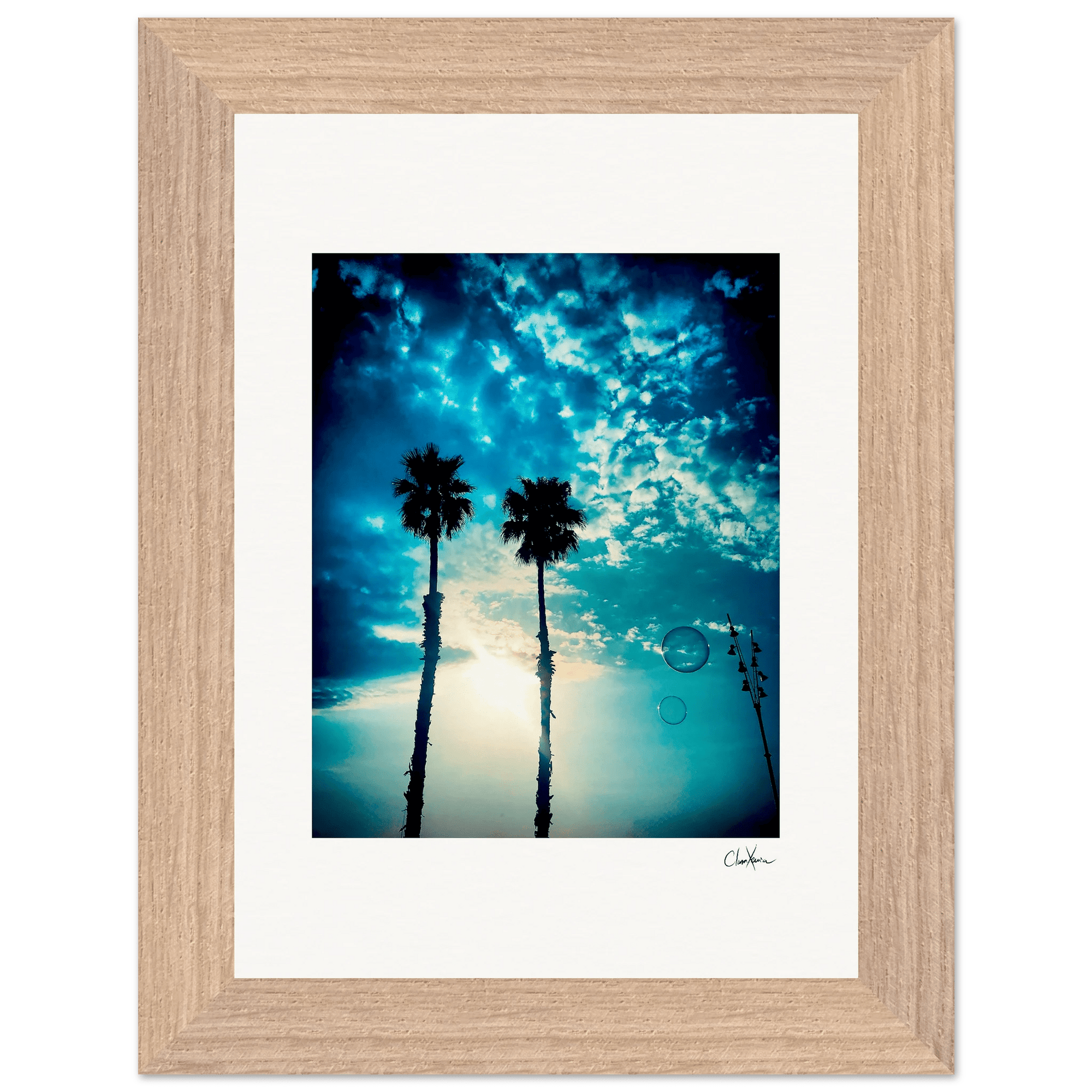 Bubbles and Sky Sticks Framed print 13x18 cm / 5x7″ Wood frame 23