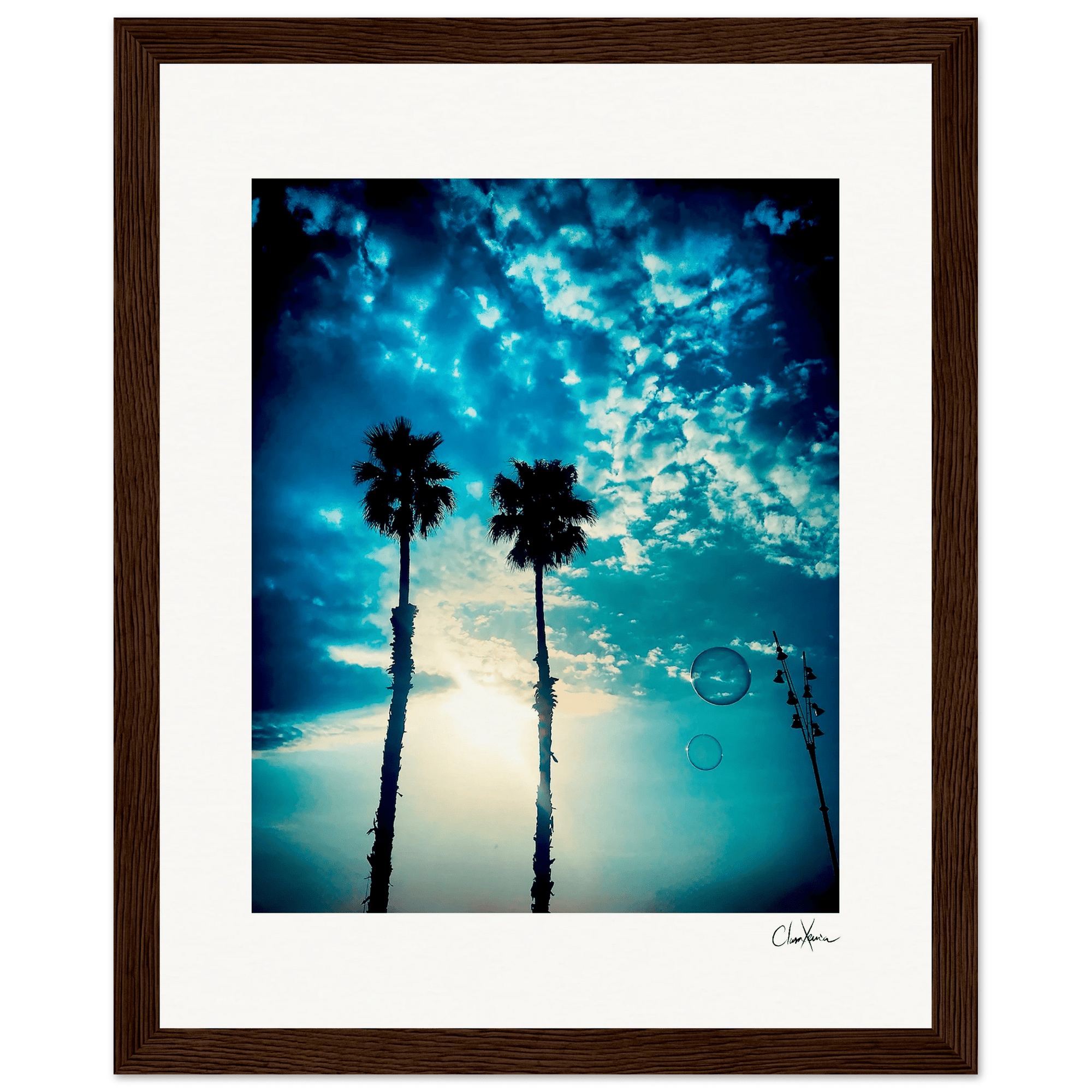 Bubbles and Sky Sticks Framed print 20x25 cm / 8x10″ Dark wood frame 48