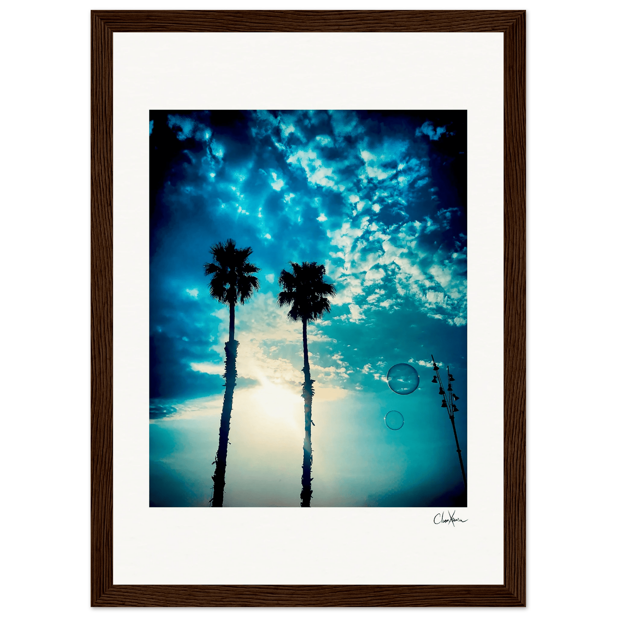 Bubbles and Sky Sticks Framed print 21x29.7 cm / 8x12" Dark wood frame 42