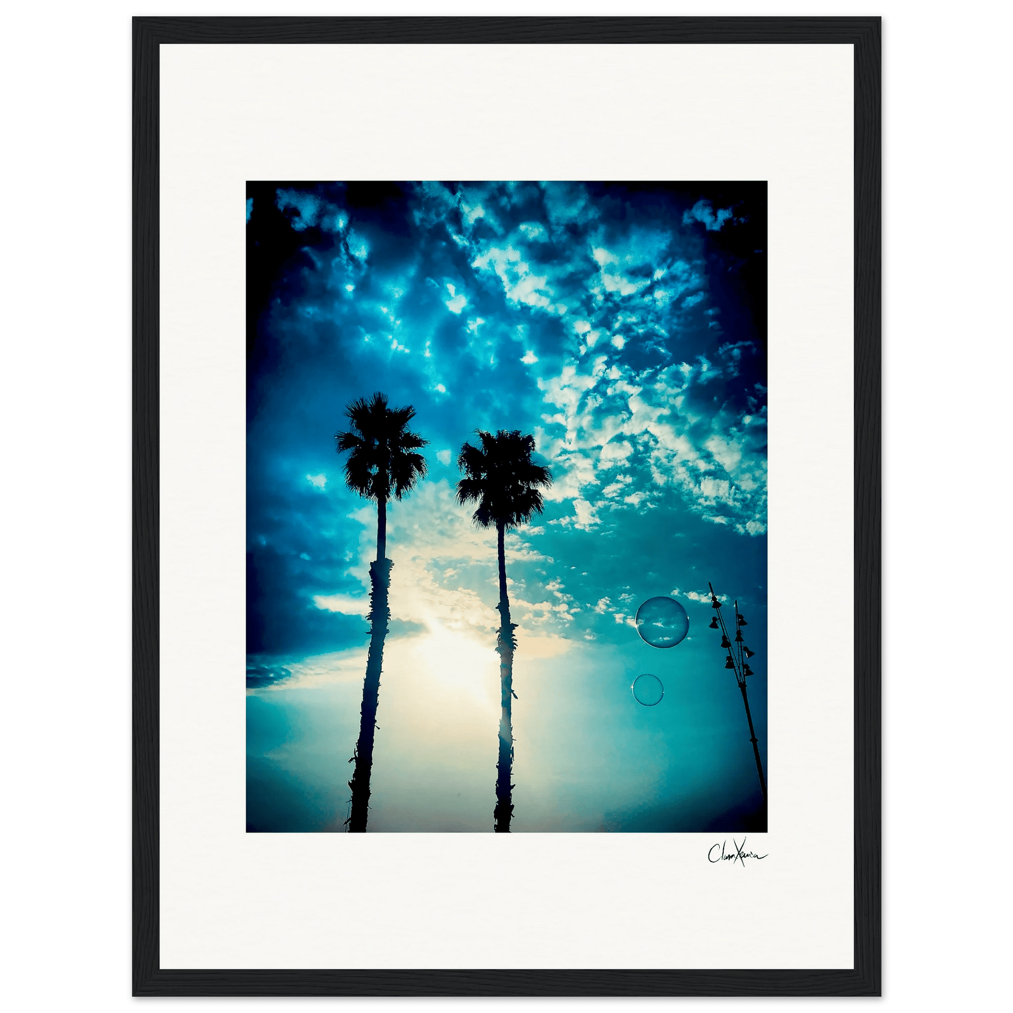 Bubbles and Sky Sticks Framed print 30x40 cm / 12x16″ Black frame 51