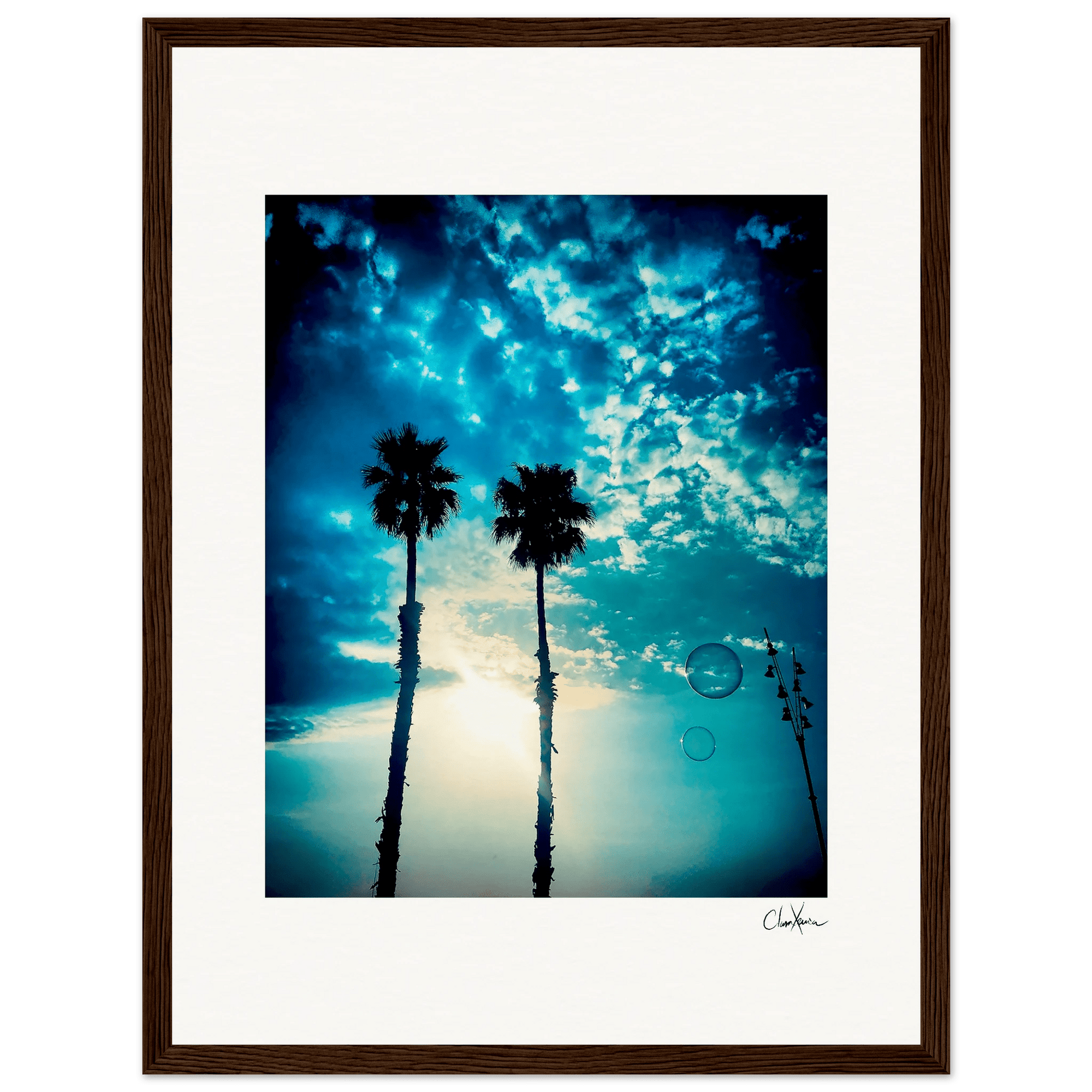 Bubbles and Sky Sticks Framed print 30x40 cm / 12x16″ Dark wood frame 46