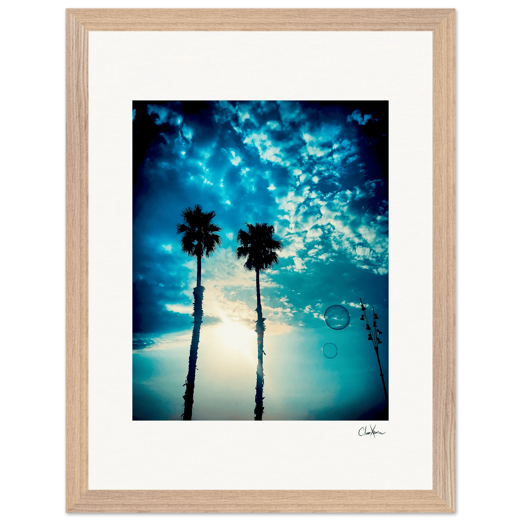 Bubbles and Sky Sticks Framed print 30x40 cm / 12x16″ Wood frame 25