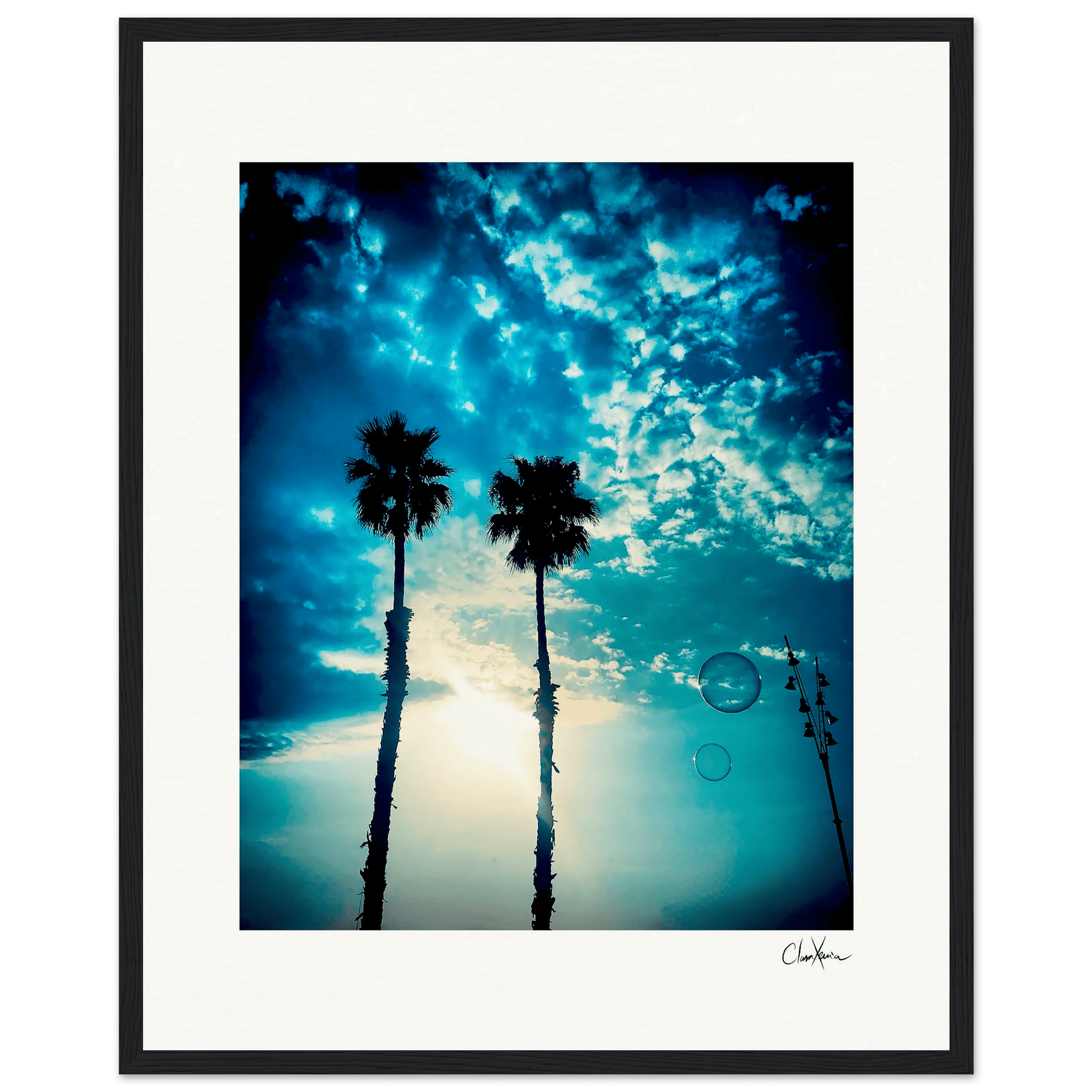 Bubbles and Sky Sticks Framed print 40x50 cm / 16x20″ Black frame 50