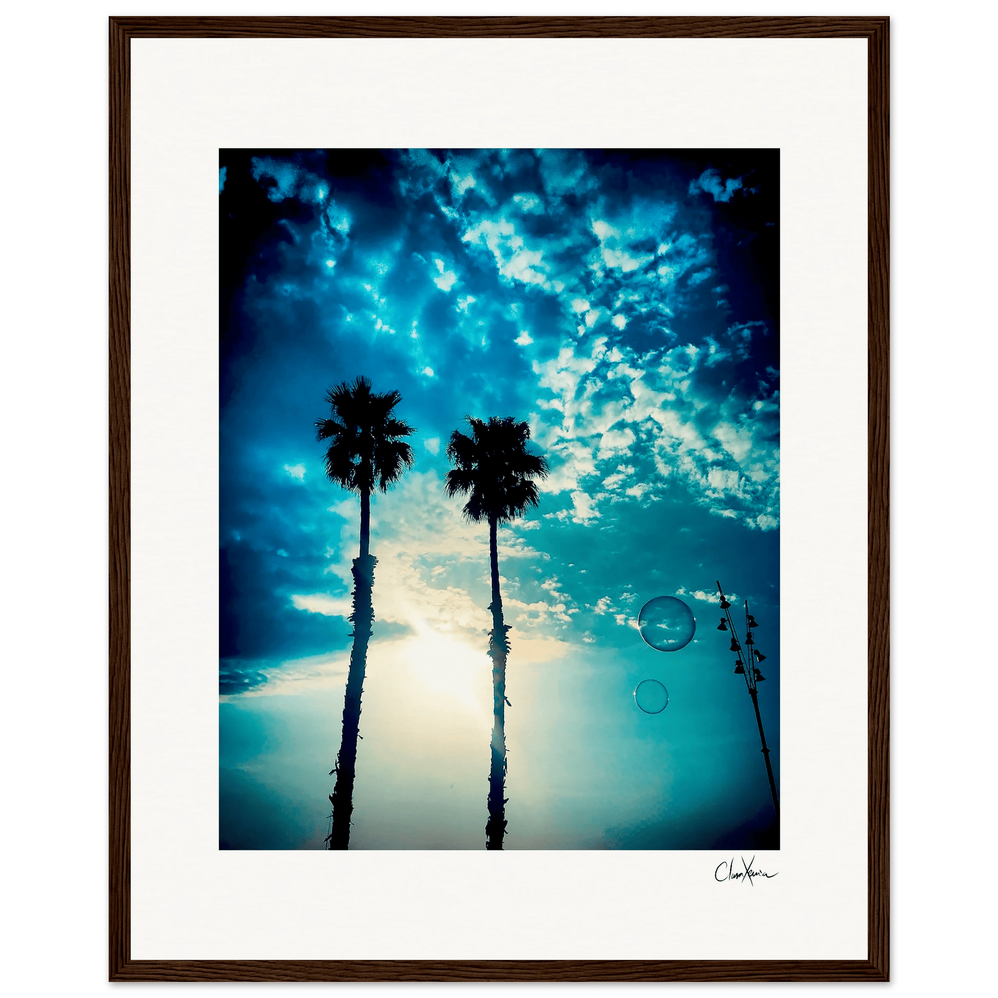 Bubbles and Sky Sticks Framed print 40x50 cm / 16x20″ Dark wood frame 37