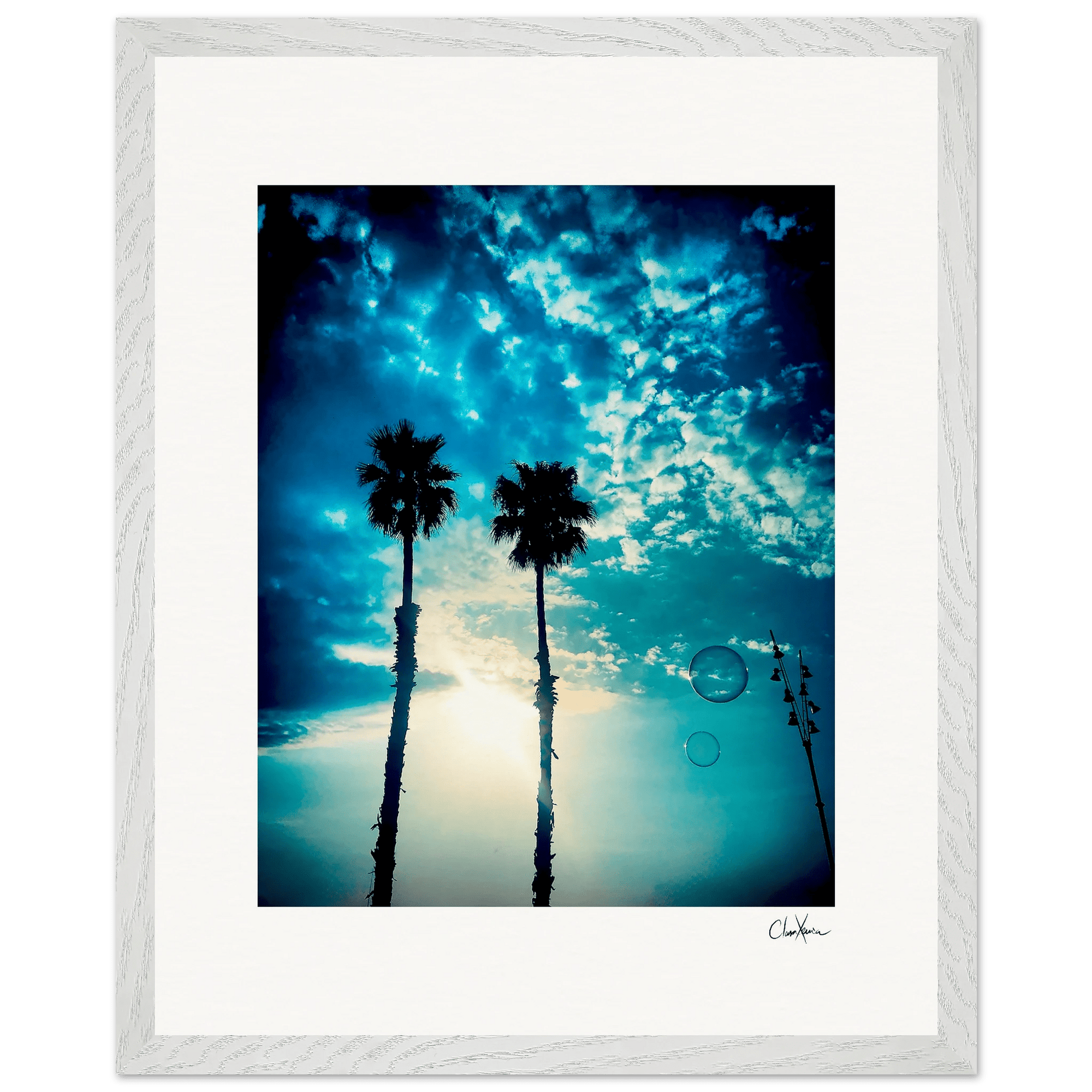 Bubbles and Sky Sticks Framed print 40x50 cm / 16x20″ White frame 8
